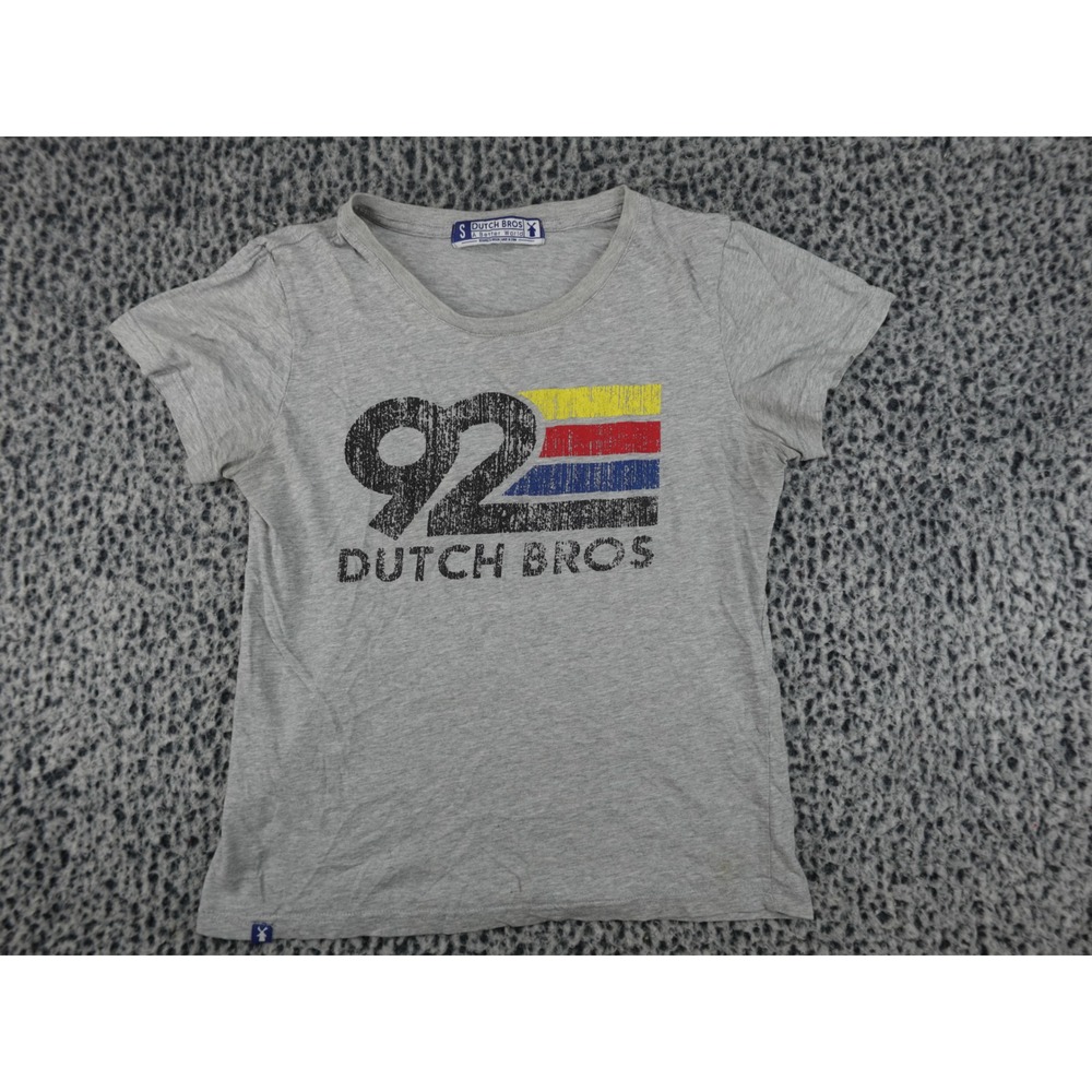 Dutch Bros Coffee 92 Graphic Tee Shirt Womens Small Gray Short Sleeve Crew Neck